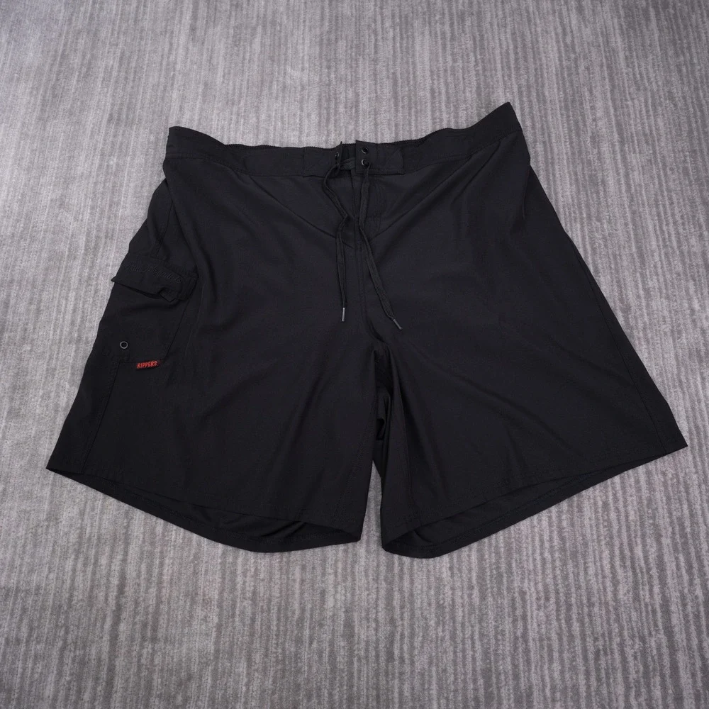 Maui Rippers Board Shorts Mens 4X Black Spandex Cargo Pocket Swim Trunks